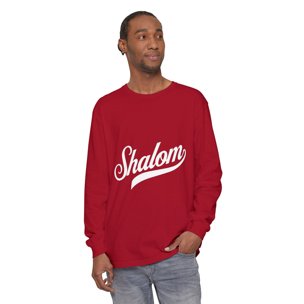 “Shalom” Unisex Garment-dyed Long Sleeve T-Shirt