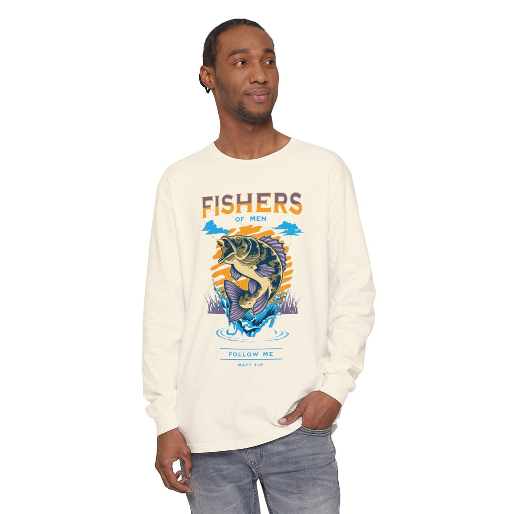 “FISHER OF MEN” Garment-dyed Long Sleeve T-Shirt