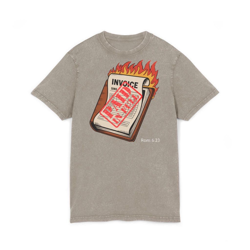 Men’s “Paid in full” Acid Washed Round Neck Tee