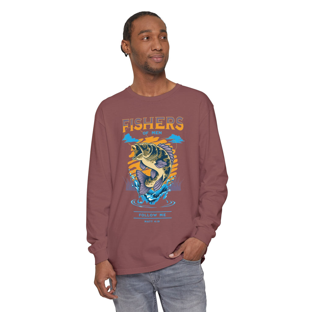 “FISHER OF MEN” Garment-dyed Long Sleeve T-Shirt