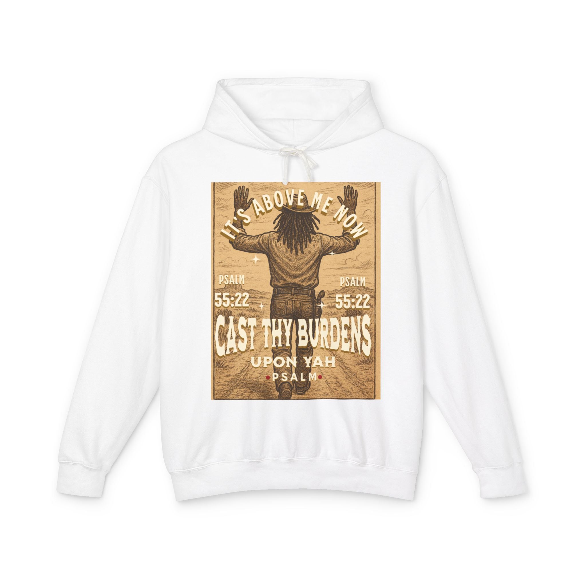 “Cast thy burdens” Lightweight Hooded Sweatshirt
