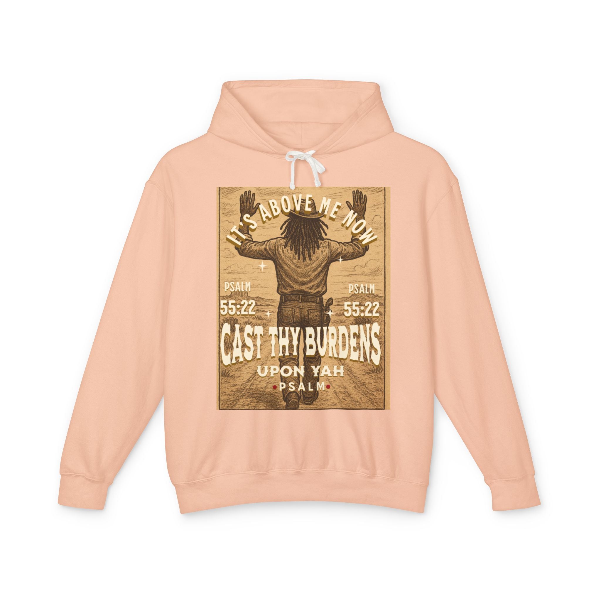 “Cast thy burdens” Lightweight Hooded Sweatshirt