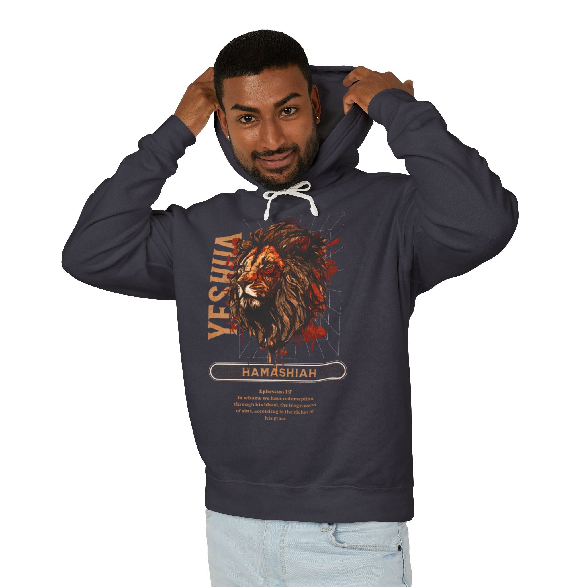 “YESHUA HAMASHIAH” Unisex Lightweight Hooded Sweatshirt