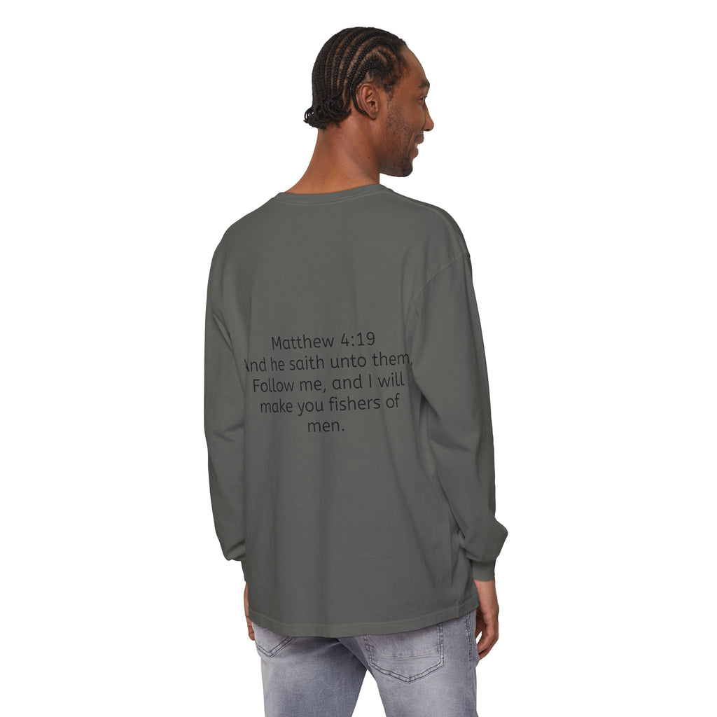 “FISHER OF MEN” Garment-dyed Long Sleeve T-Shirt