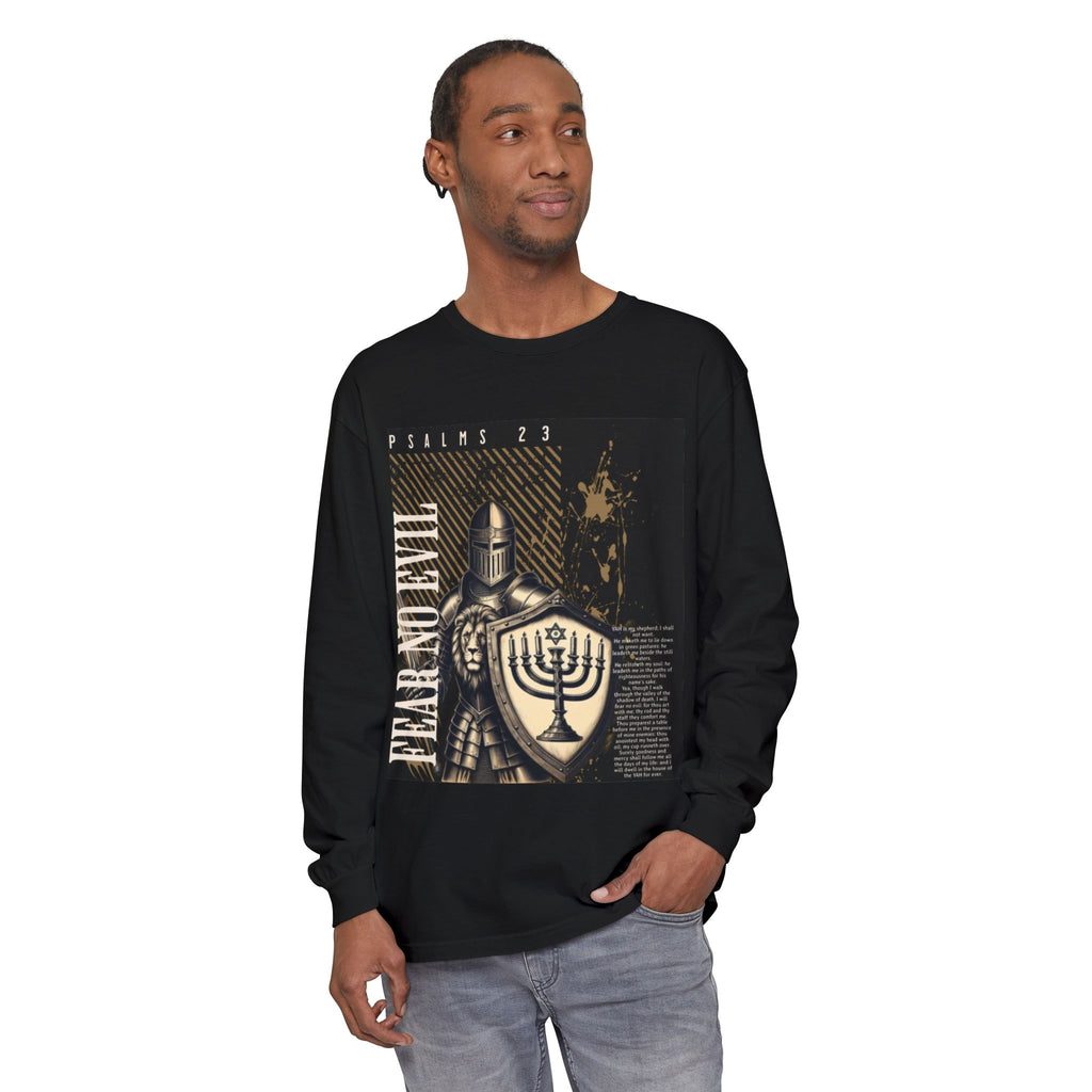 “Fear no evil” Unisex Garment-dyed Long Sleeve T-Shirt