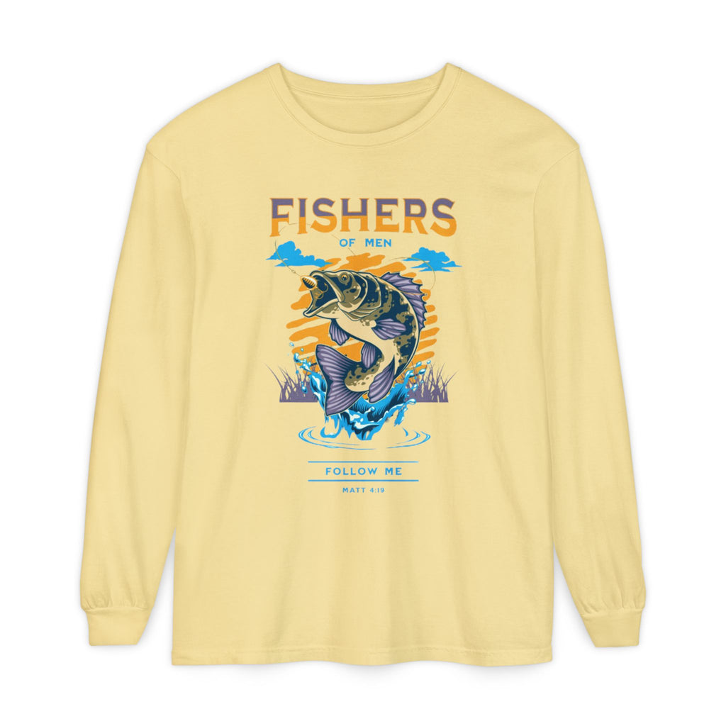 “FISHER OF MEN” Garment-dyed Long Sleeve T-Shirt
