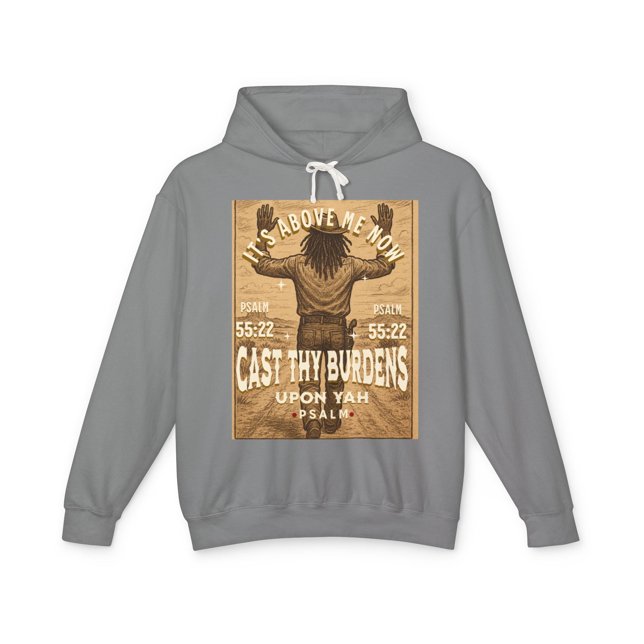 “Cast thy burdens” Lightweight Hooded Sweatshirt