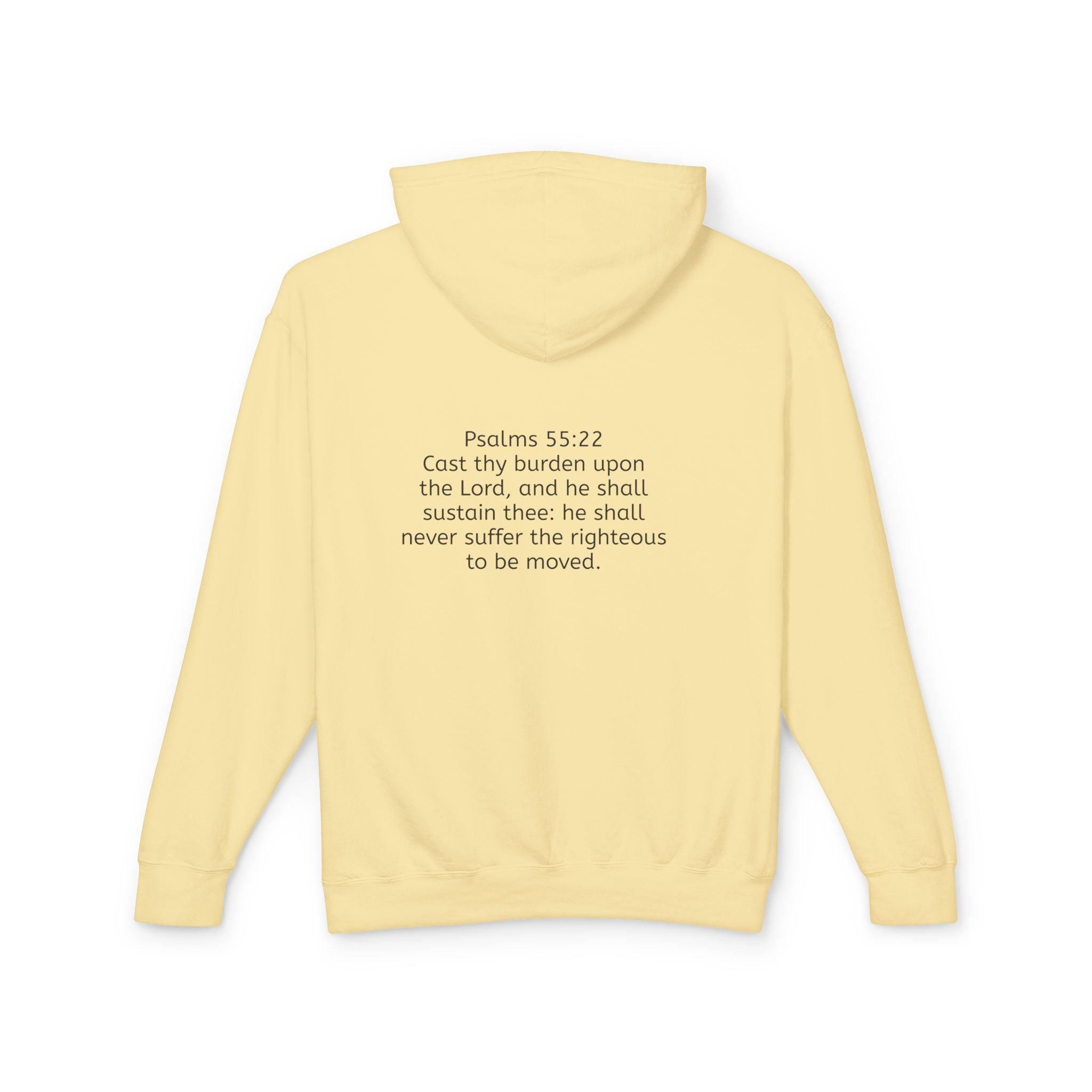 “Cast thy burdens” Lightweight Hooded Sweatshirt