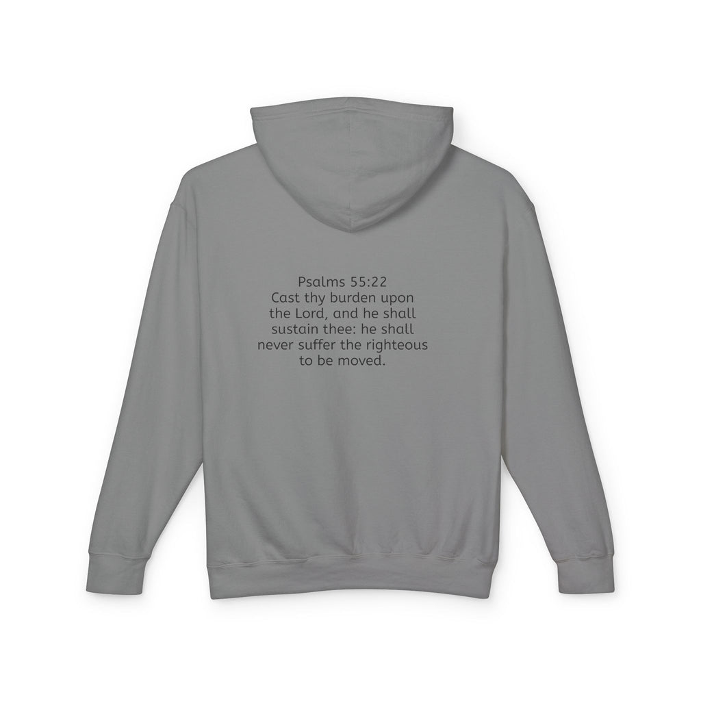 “Cast thy burdens” Lightweight Hooded Sweatshirt