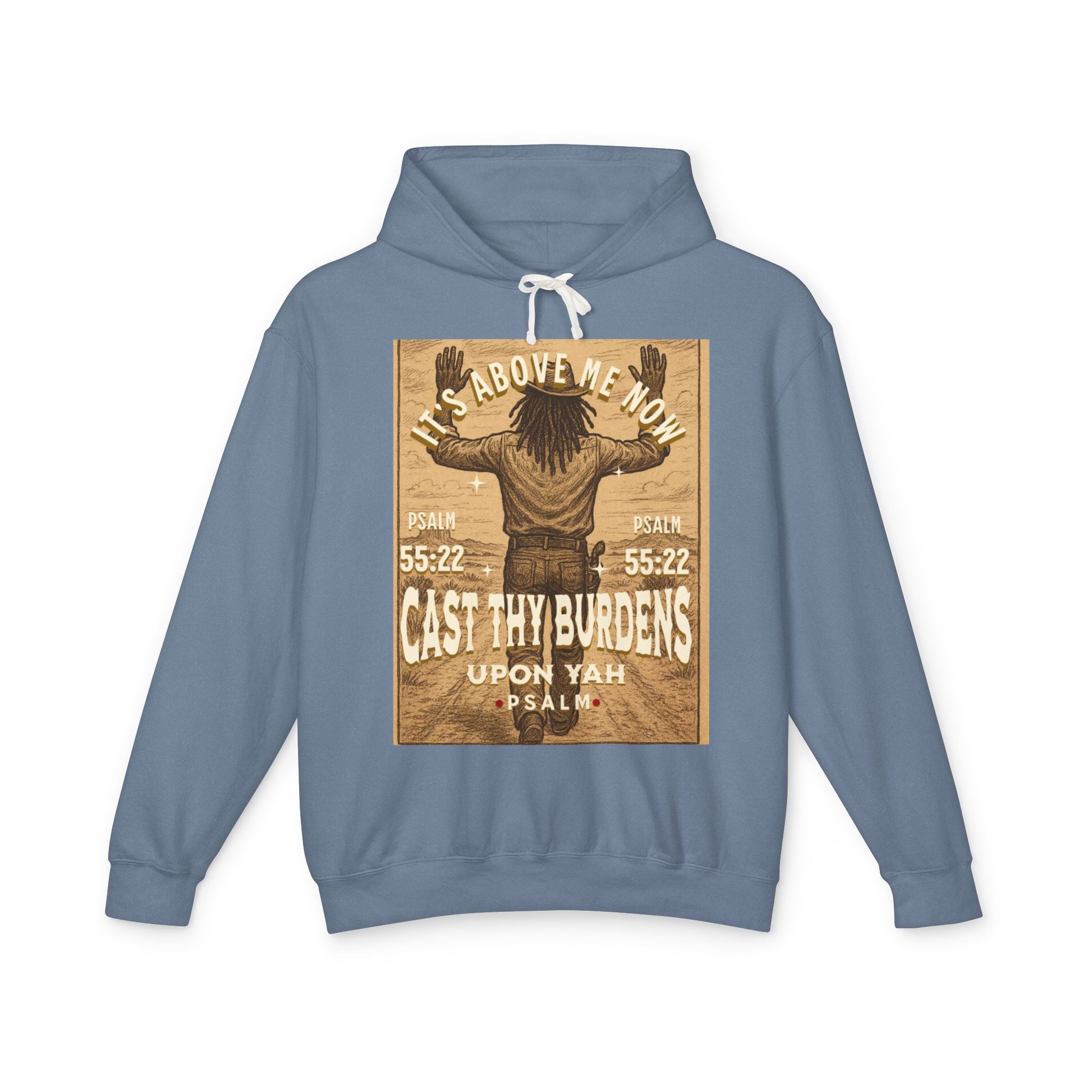 “Cast thy burdens” Lightweight Hooded Sweatshirt