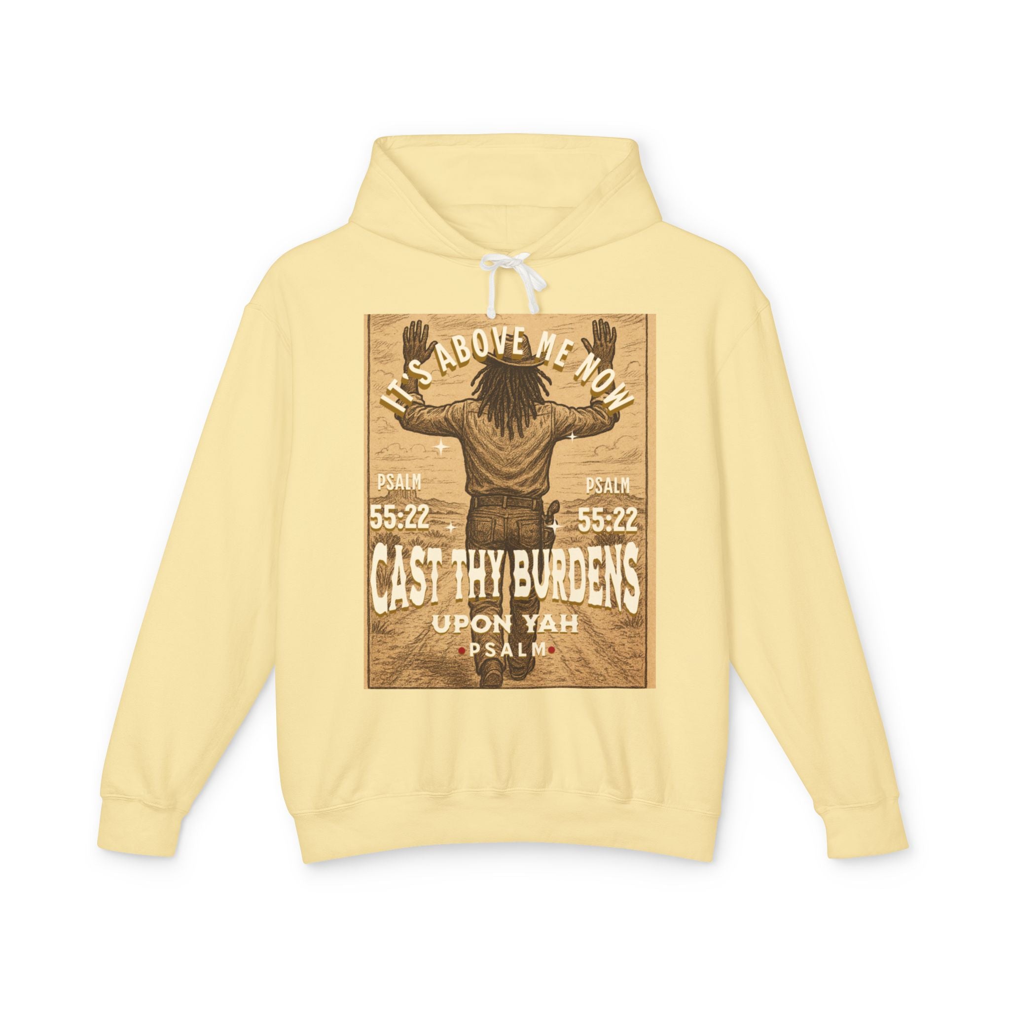 “Cast thy burdens” Lightweight Hooded Sweatshirt