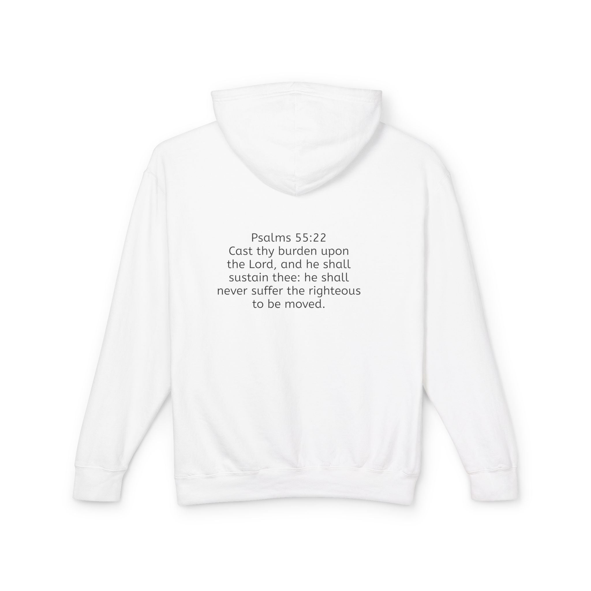 “Cast thy burdens” Lightweight Hooded Sweatshirt