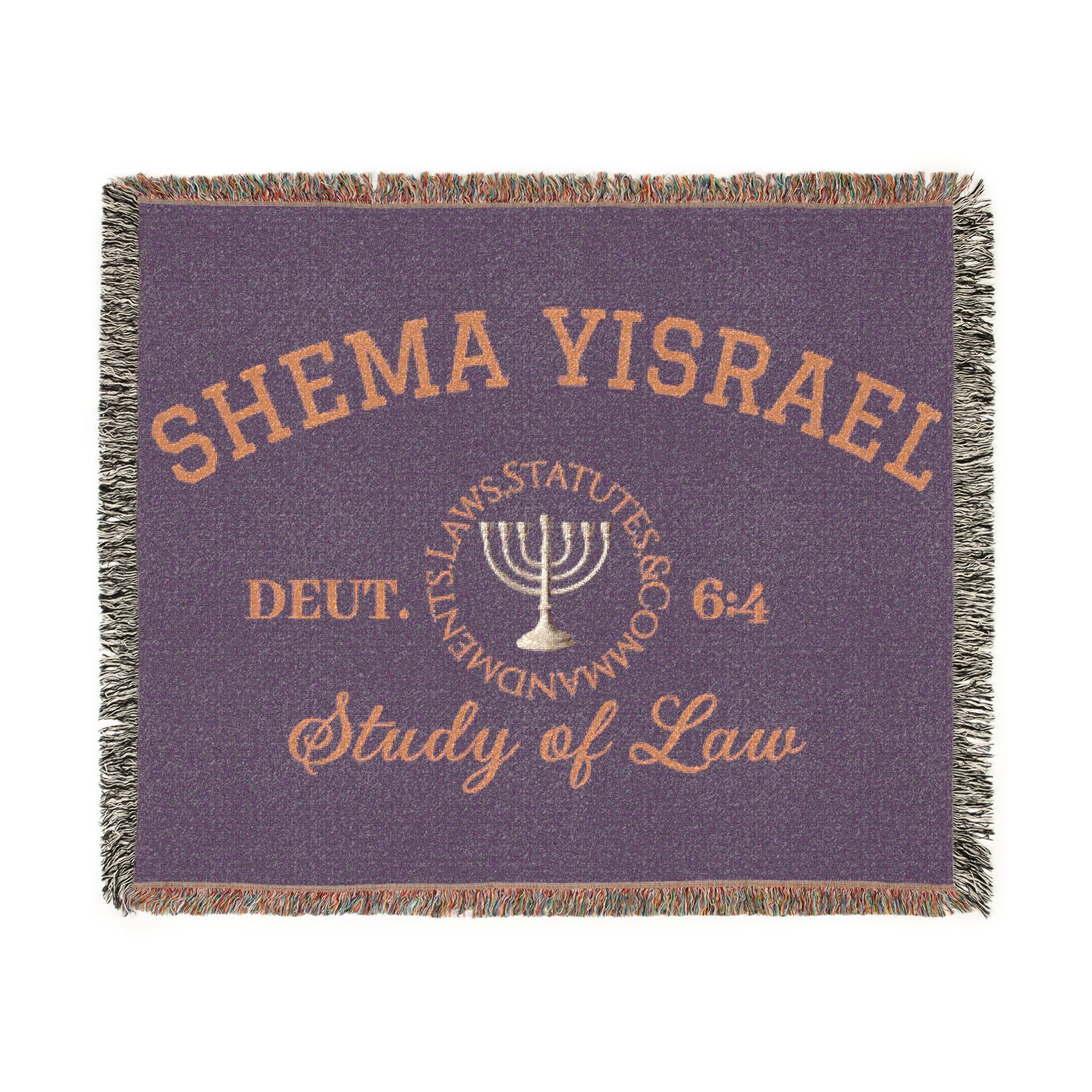 Purple “SHEMA YISRAEL university” Woven Blanket