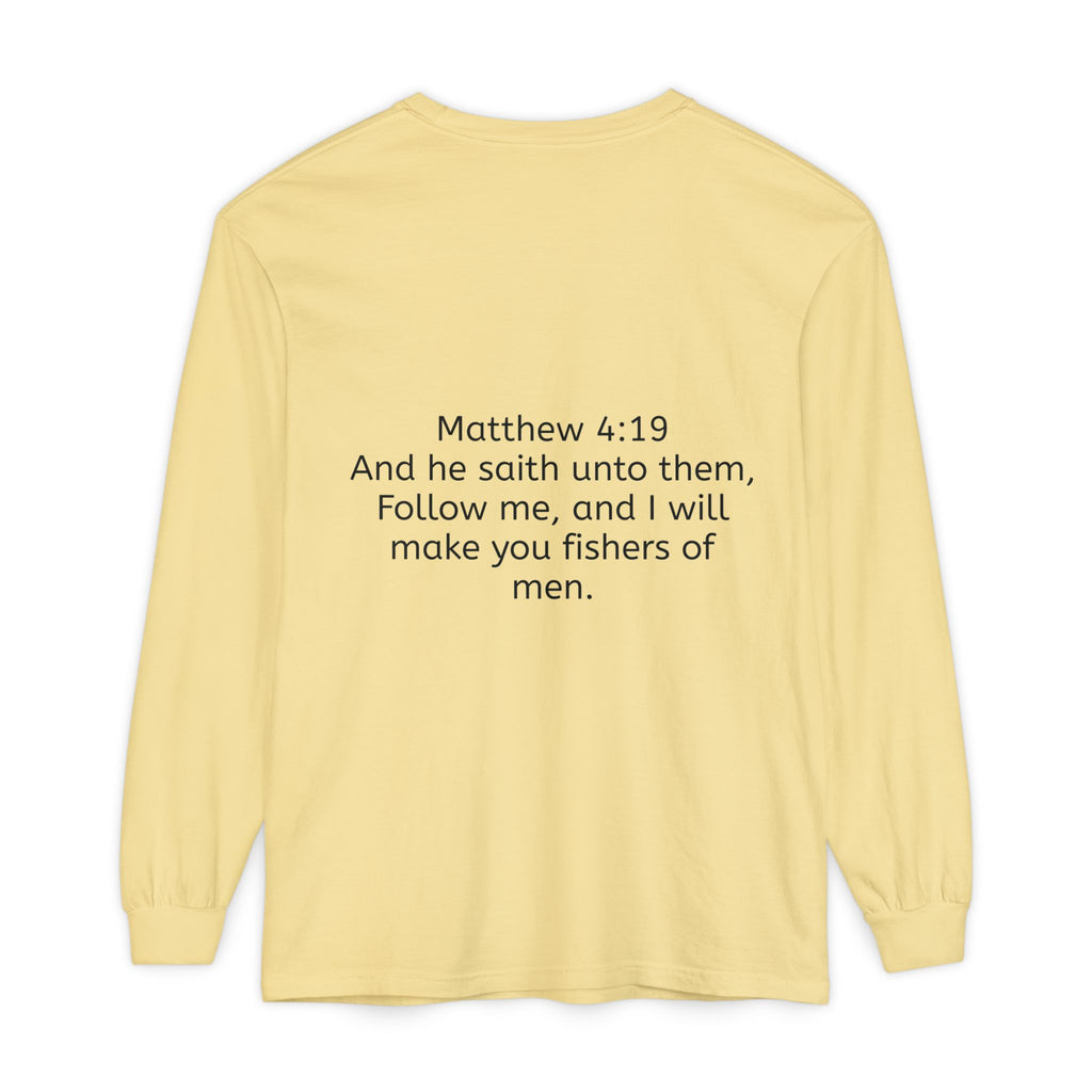 “FISHER OF MEN” Garment-dyed Long Sleeve T-Shirt