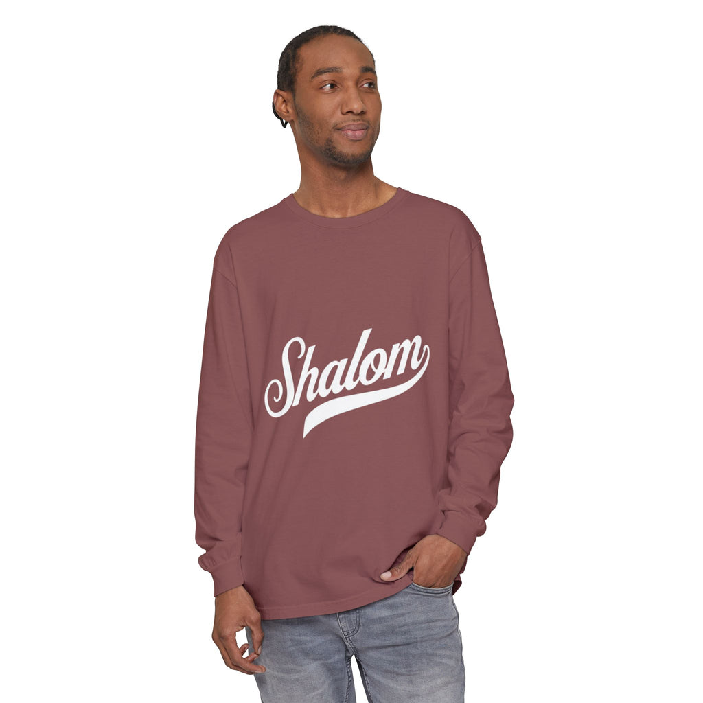 “Shalom” Unisex Garment-dyed Long Sleeve T-Shirt
