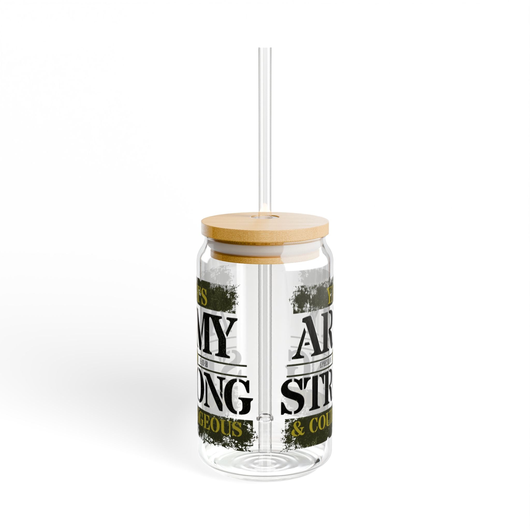“Strong & courageous” Sipper Glass, 16oz