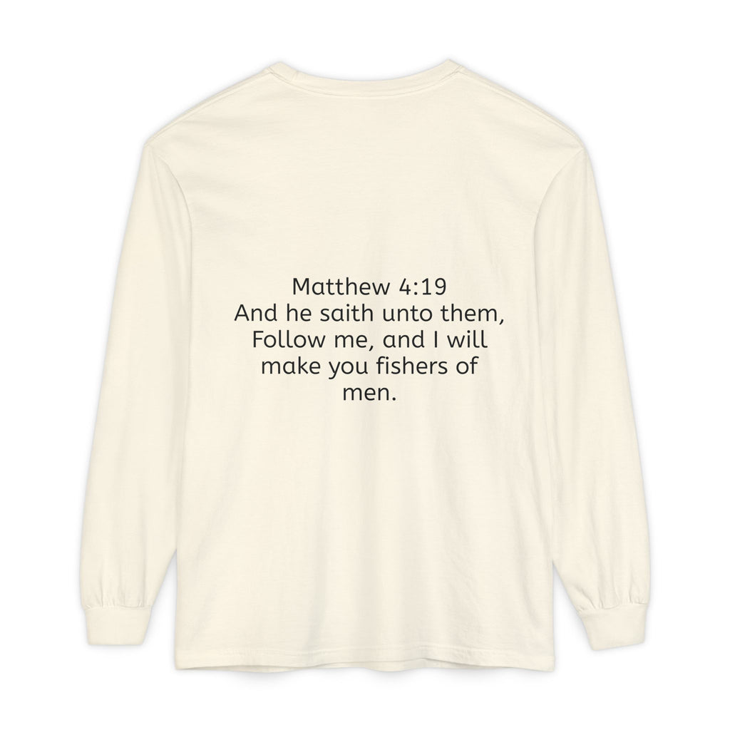 “FISHER OF MEN” Garment-dyed Long Sleeve T-Shirt