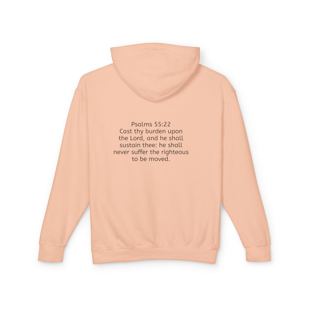 “Cast thy burdens” Lightweight Hooded Sweatshirt