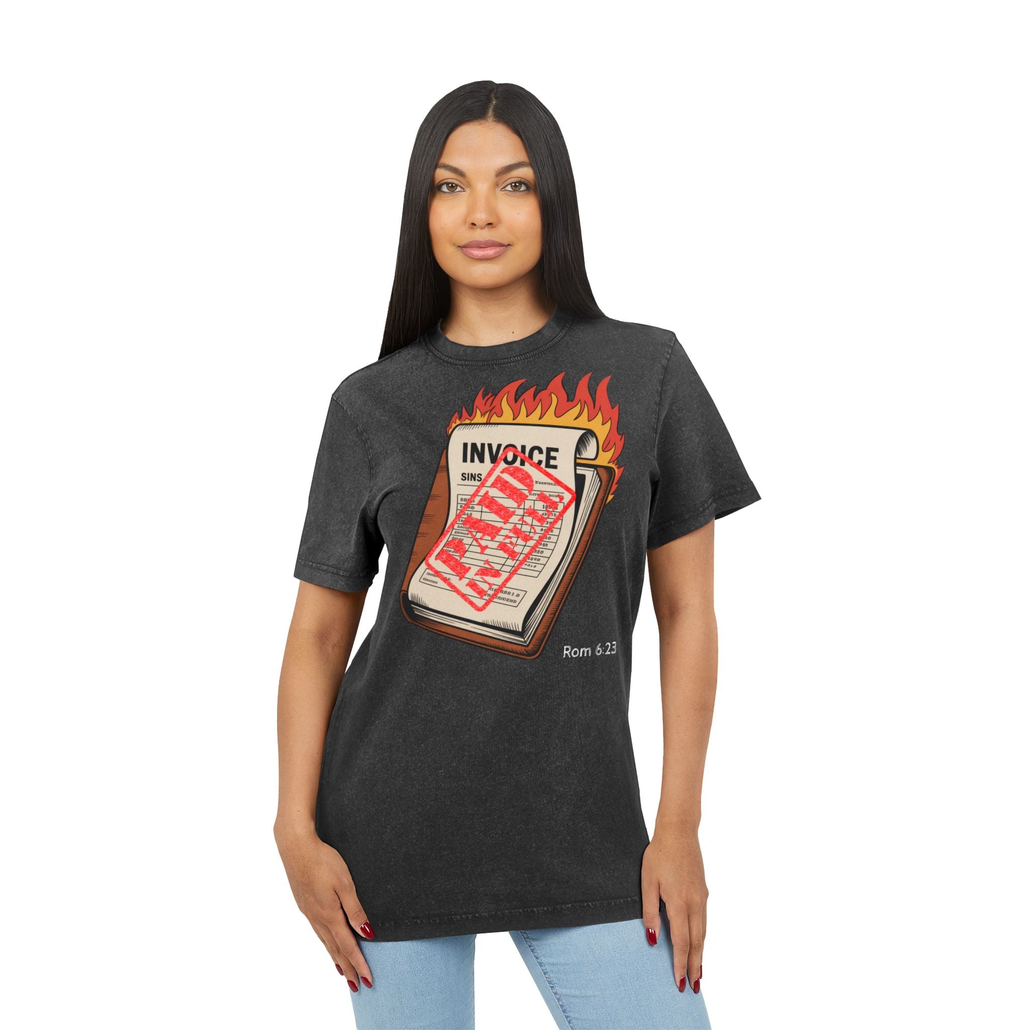 Men’s “Paid in full” Acid Washed Round Neck Tee