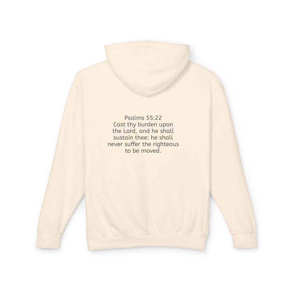 “Cast thy burdens” Lightweight Hooded Sweatshirt