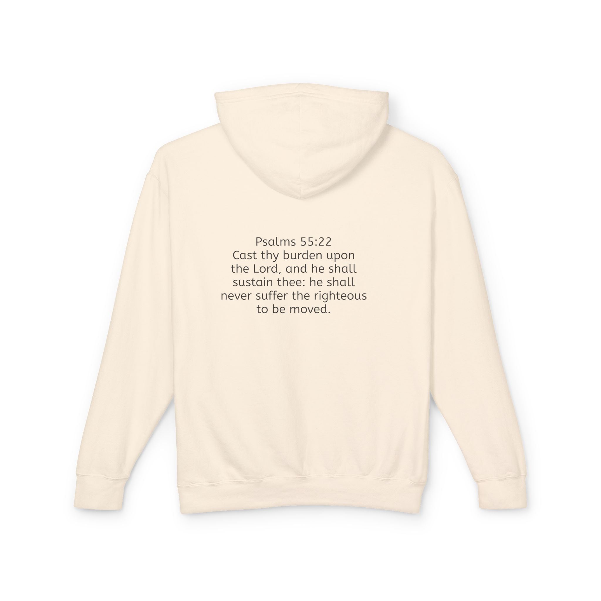 “Cast thy burdens” Lightweight Hooded Sweatshirt