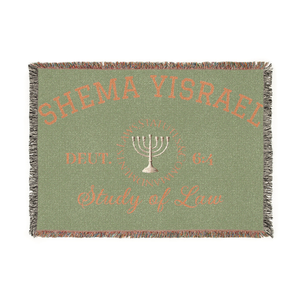 Green “SHEMA YISRAEL university” Woven Blanket