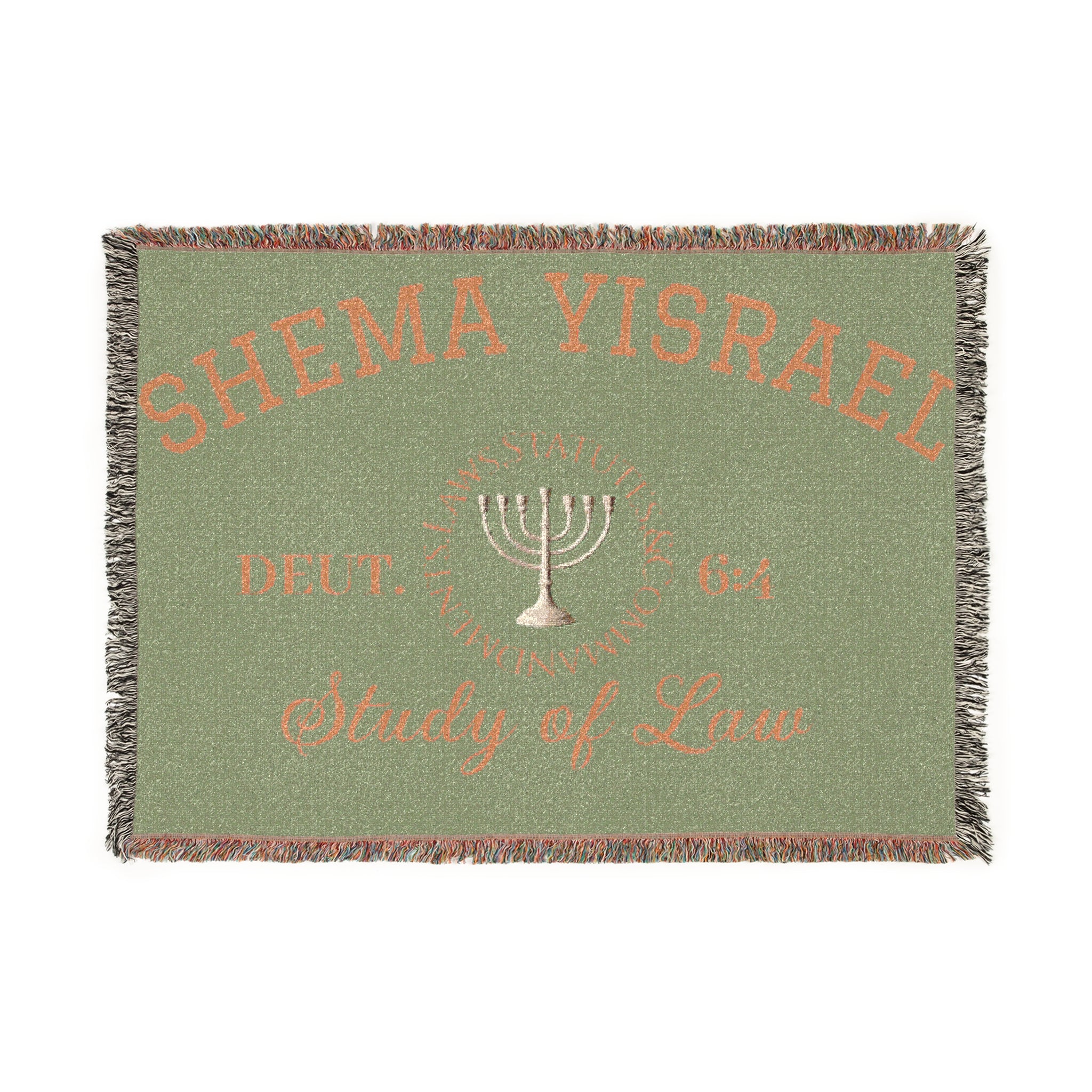Green “SHEMA YISRAEL university” Woven Blanket