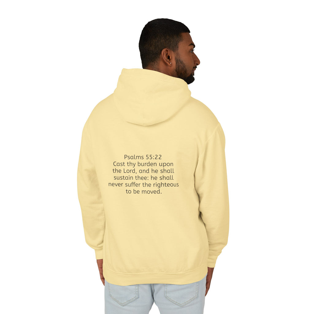 “Cast thy burdens” Lightweight Hooded Sweatshirt