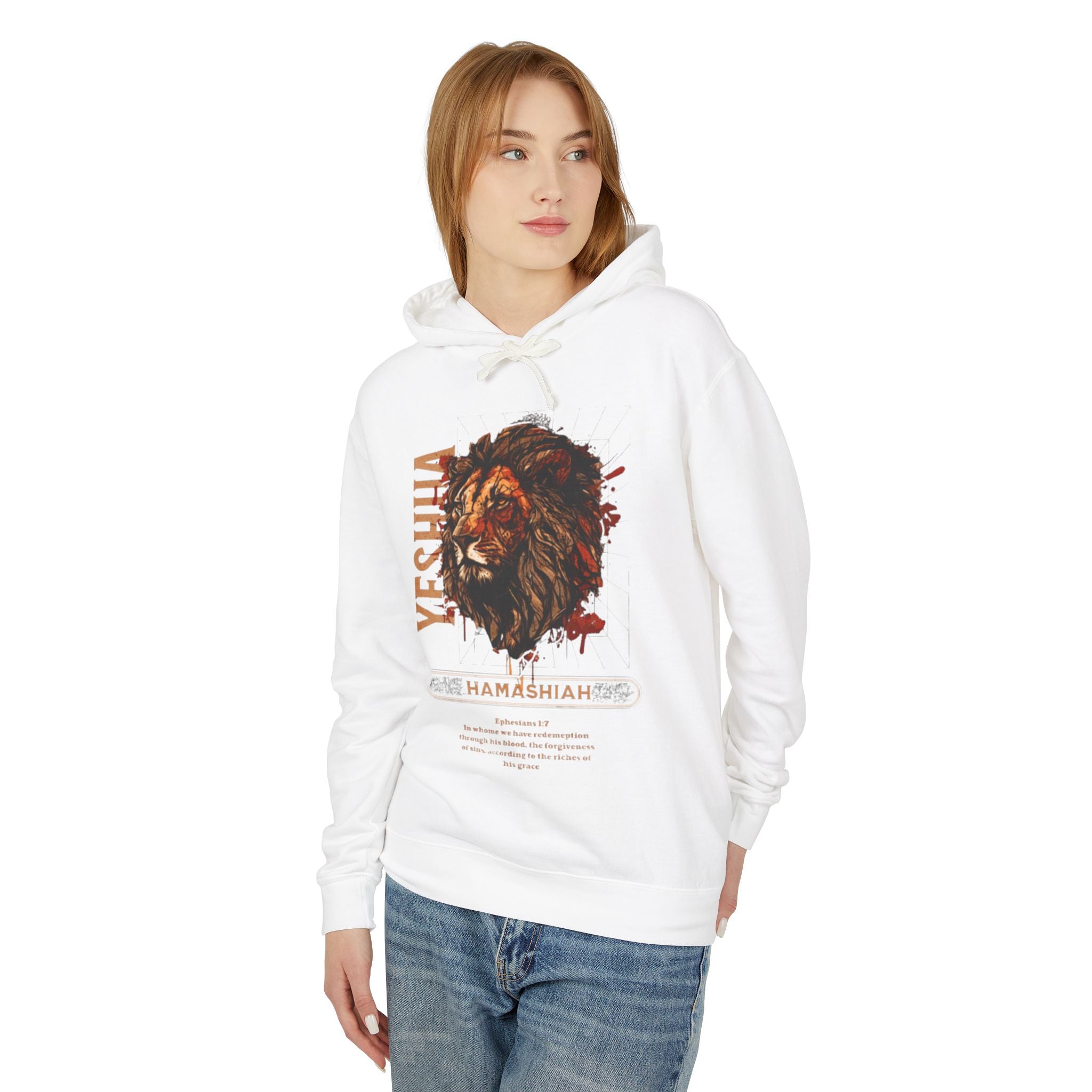 “YESHUA HAMASHIAH” Unisex Lightweight Hooded Sweatshirt