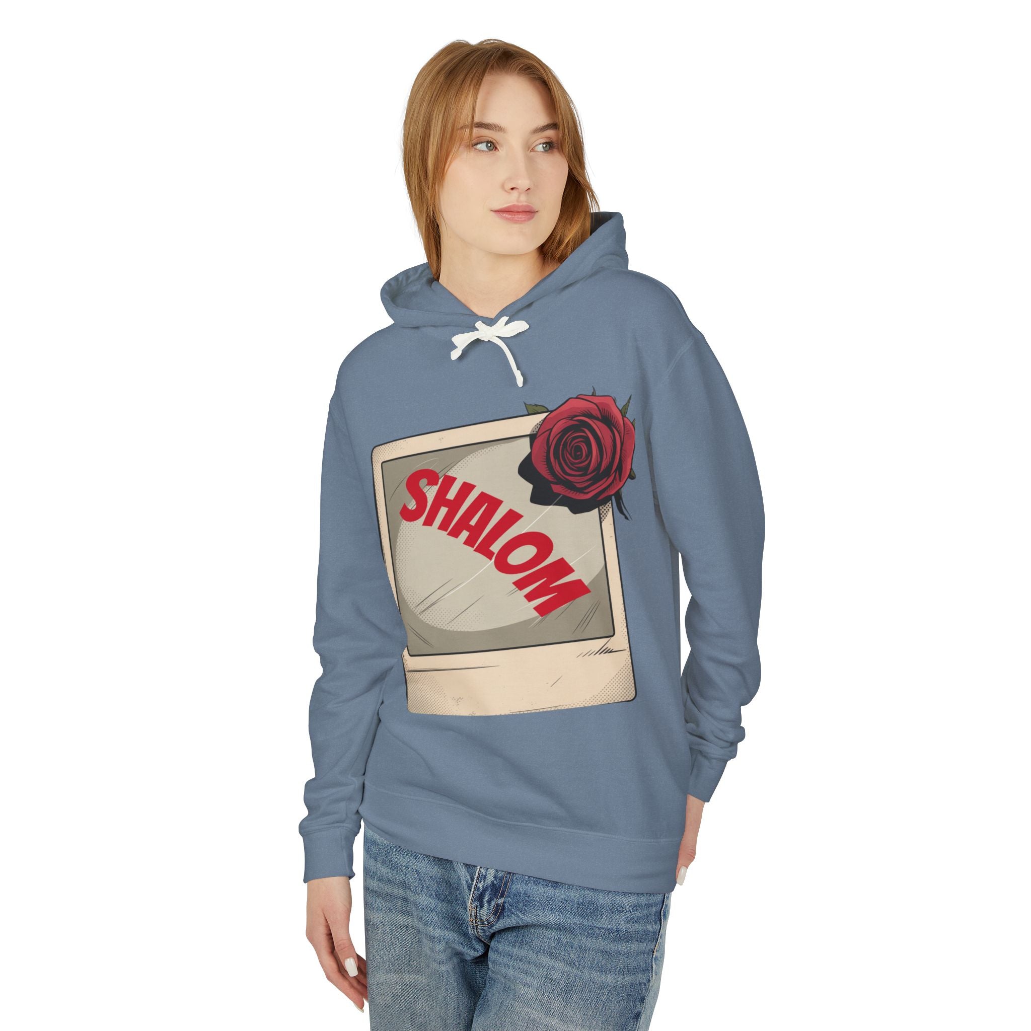 “SHALOM”  Lightweight Hooded Sweatshirt