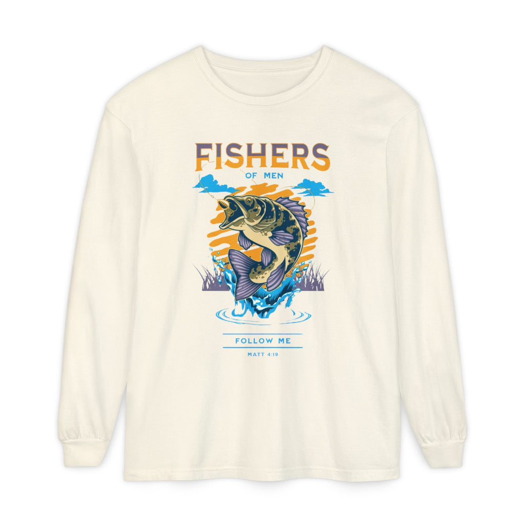 “FISHER OF MEN” Garment-dyed Long Sleeve T-Shirt