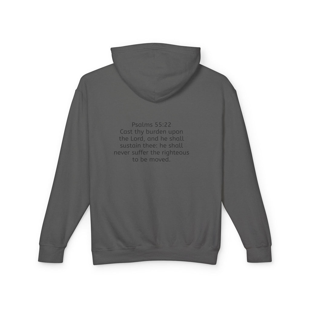 “Cast thy burdens” Lightweight Hooded Sweatshirt