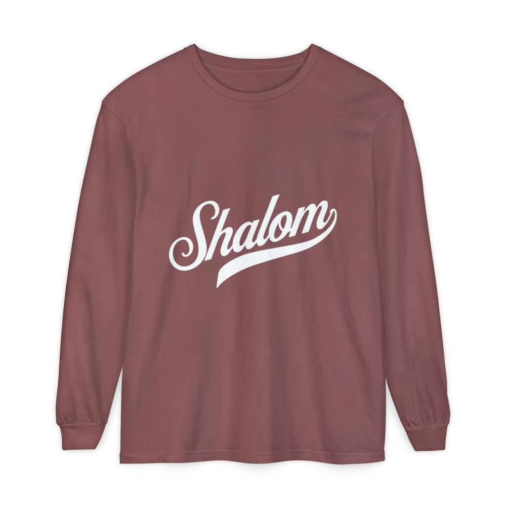 “Shalom” Unisex Garment-dyed Long Sleeve T-Shirt